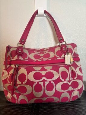Coach Hot Pink Signature Canvas Shoulder Bag